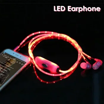 

LED Earphone 3.5mm In-ear Earbuds Stereo Luminous Earphones Night Light Glowing Headset Sport Earphones with Mic For iphone 11