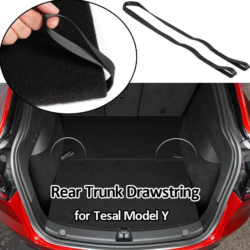 for Tesla Model Y Tail Box Cover Rear Trunk Drawstring Rope Draw Rope Handle Pull Straps Car Tidying Organizer Accessories