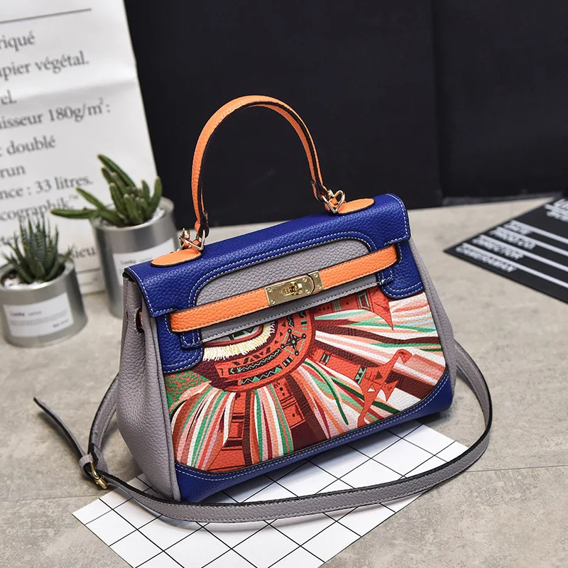

Magazines new printed bag knight horse shoulder slung portable women's bags handbags luxury handbags women bags designer