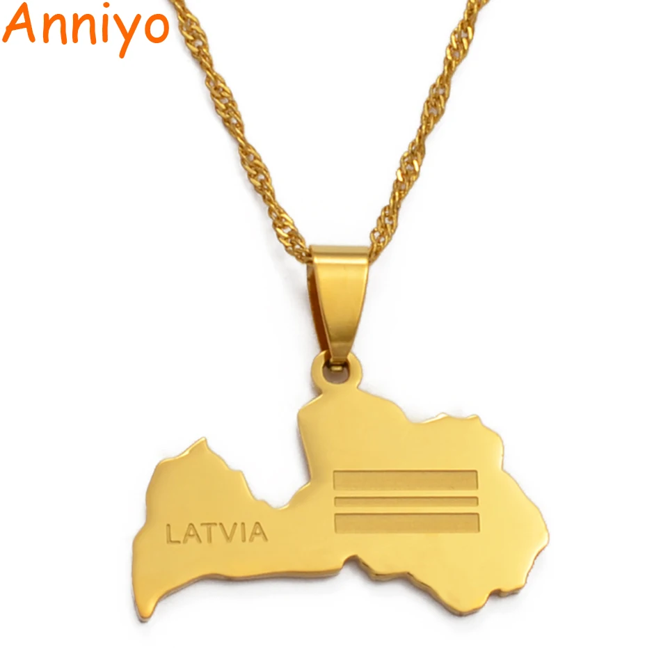 Anniyo Латвийская карта &amp кулон в форме флага ожерелье для женщин золотой цвет Latvijas