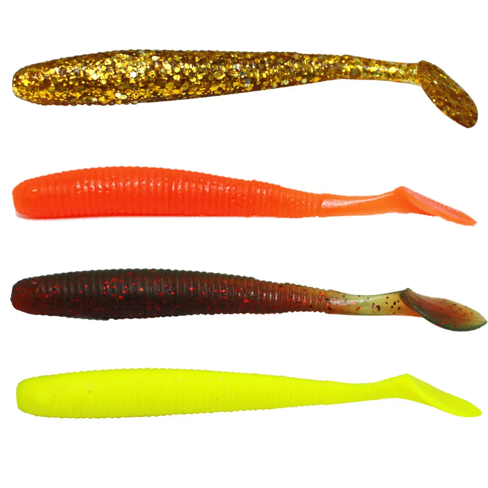 Shad Worm Lure Soft Plastic Minnow X6 Paddle Tail Grub 7cm