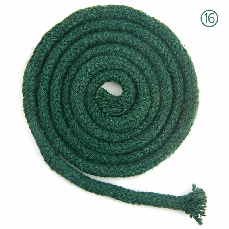 16 dark green cord 90 м/рулон 18 цветов сплошной круглый шнур из хлопка 5 мм 16 витой тканый канат ручной работы для швейной одежды шнурок для шляп - Цвет: 16 dark green cord