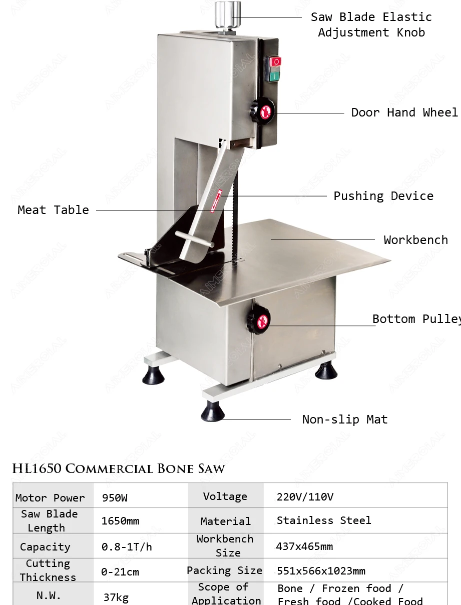 HL1650 commercial electric bone saw machine 1650mm bone saw blade stainless steel meat bone cutter Frozen Fish Cutting Machine HL1650 commercial electric bone saw machine 1650mm bone saw blade stainless steel meat bone cutter Frozen Fish Cutting Machine