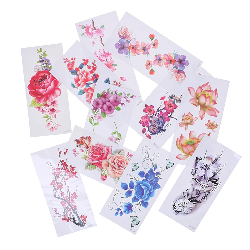 Flower Temporary Tattoos For Women Hand Tattoo Sticker Fashion Body Art Waterproof  Arm Shoulder Fake Tatoo Paper 1PCS