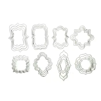 

4PCS DIY Stainless Steel Biscuit Mold Cookie Cutters Mirror Frame Fondant Cake Decoration Baking Mold