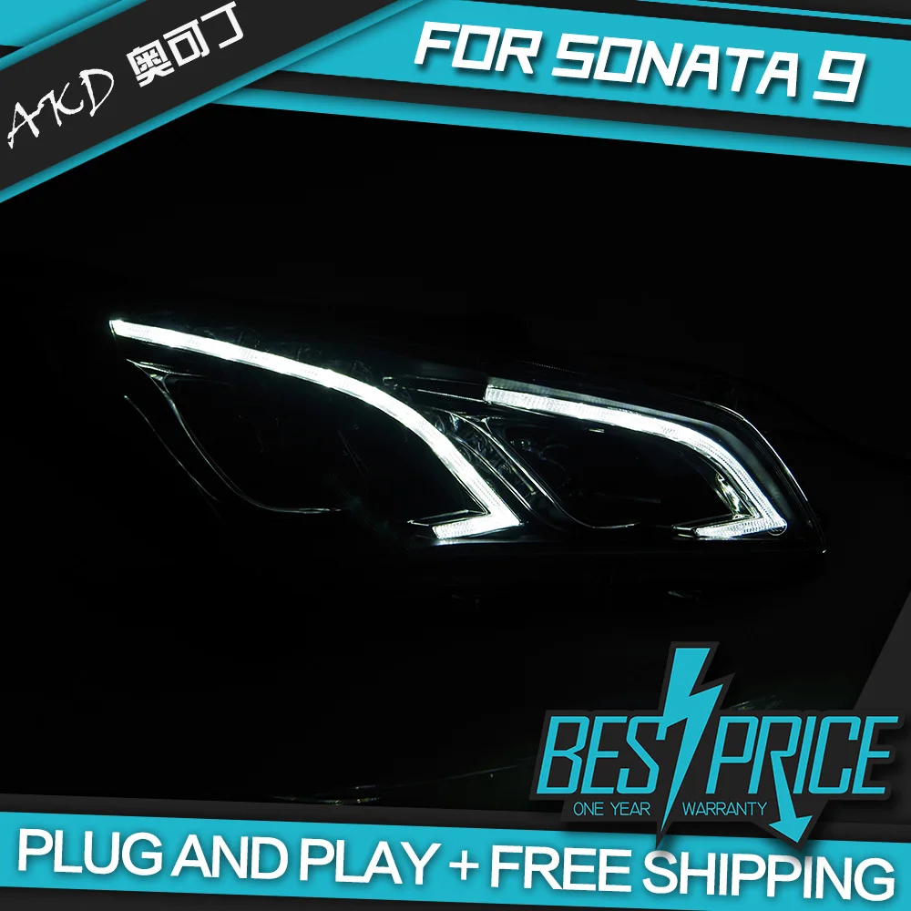 Автомобильный Стильный чехол на голову для hyundai Sonata фары- Sonata 9 светодиодный фонарь светодиодный DRL H7 D2H Hid Angel Eye Bi Xenon