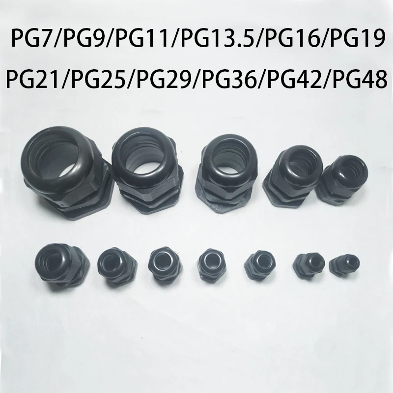 10 шт. IP68 PG7 для 3-6 5 мм PG9 PG11 PG13.5 PG16 PG19 PG 21 провод кабель CE черный водонепроницаемый