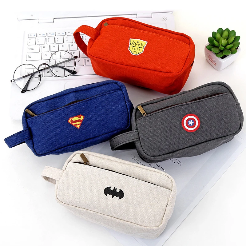 Estuche de lápices de lona de superhéroe creativo de capacidad con cremallera lateral abierta bolsa de lápiz papelería escolar K1243 I|Almacenamiento hogar y oficina| - AliExpress