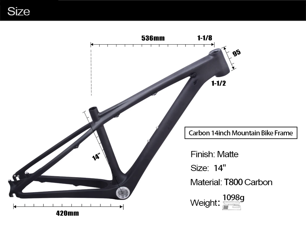 Cheap 2019 BXT 26er MTB frame 16/14inch 3K matte/glossy ultra light children bicycle frame 26 carbon kids frame + headset+clamp+BB92 11