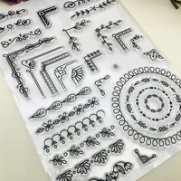 Alinacutle CLEAR STAMPS Leaf Flower Border Corner Scrapbooking Card Album Paper Craft Rubber Roller Transparent Silicon Stamp 4