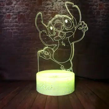 

Flash Anime Stitch Figuras 3D Illusion LED Desk Nightlight Colorful Changing Light Lilo & Stitch Cartoon Figure Toys for Child