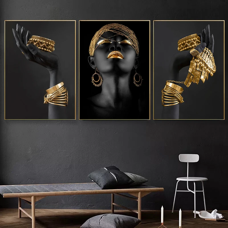 Donne africane moderne pittura su tela personalizzata etnica nera donna  Poster stampa immagine della parete per la camera da letto soggiorno  decorazione della casa - AliExpress