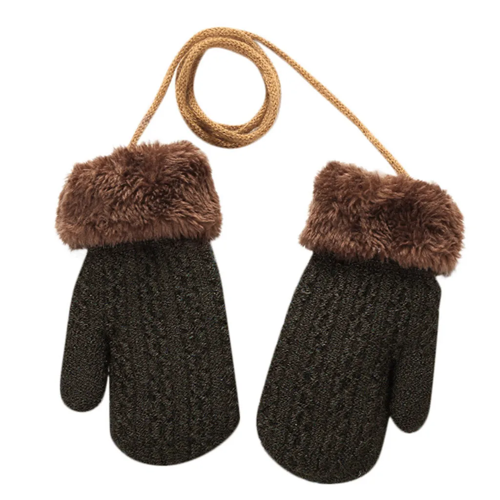 Теплые зимние Лоскутные рукавицы для маленьких девочек и мальчиков; милые детские перчатки; теплые зимние перчатки на весь палец