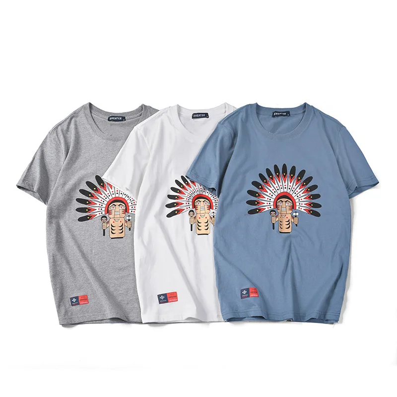 Men's Short Sleeve Shirt t Men Pure Cotton Chiefs Cartoon Printed T-shirt round Neckline | Мужская одежда