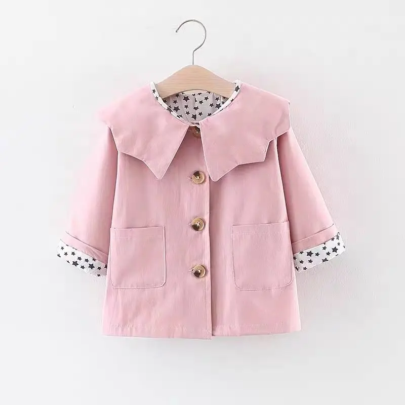 Pink/Khaki 2021 Girls Baby Trench Coats Petals Collar Girl Kids Cotton Jackets Children Tops Clothes cheap winter coats