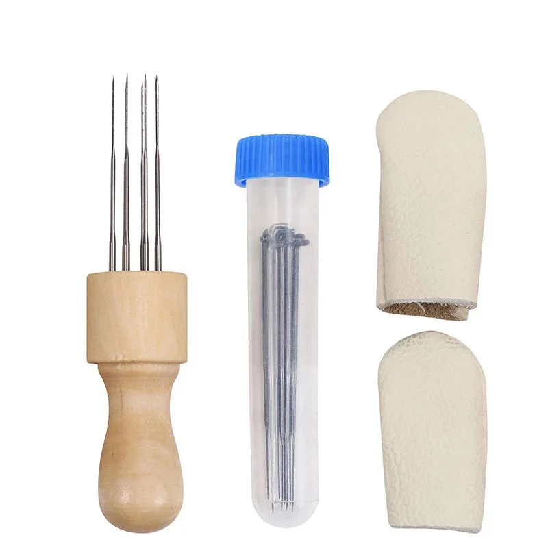 Imzay Needle Felting 3 Size 18 Needles Tool Sewing Needles Solid Wood  Handle Wool Fleting Tools With Bottle DIY Sewing Package