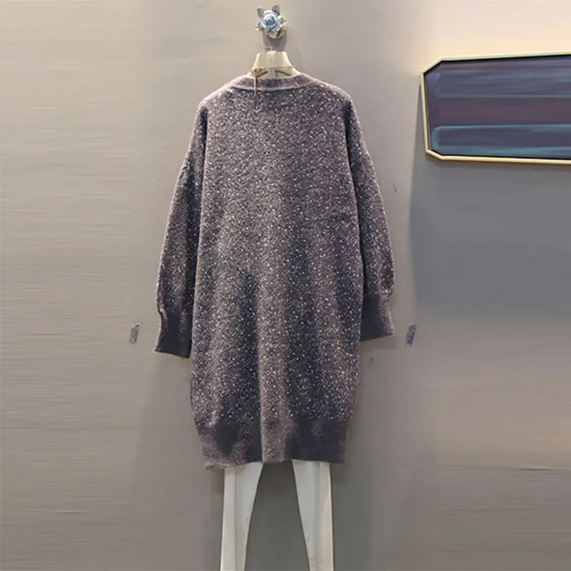XITAO Tide Sequin индивидуальное трикотажное платье для женщин, плюс размер, Корейская Свободная Женская одежда, осенний и зимний пуловер ZLL4449