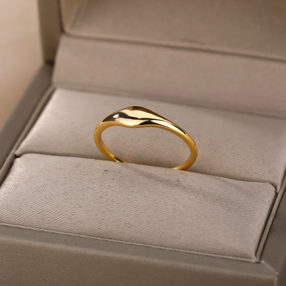 Geometrische Unregelmäßige Ringe Für Frauen Minimalistischen Edelstahl Gold Ring Vintage Hochzeit Paar Jewerly Weihnachten Geschenk Bijoux