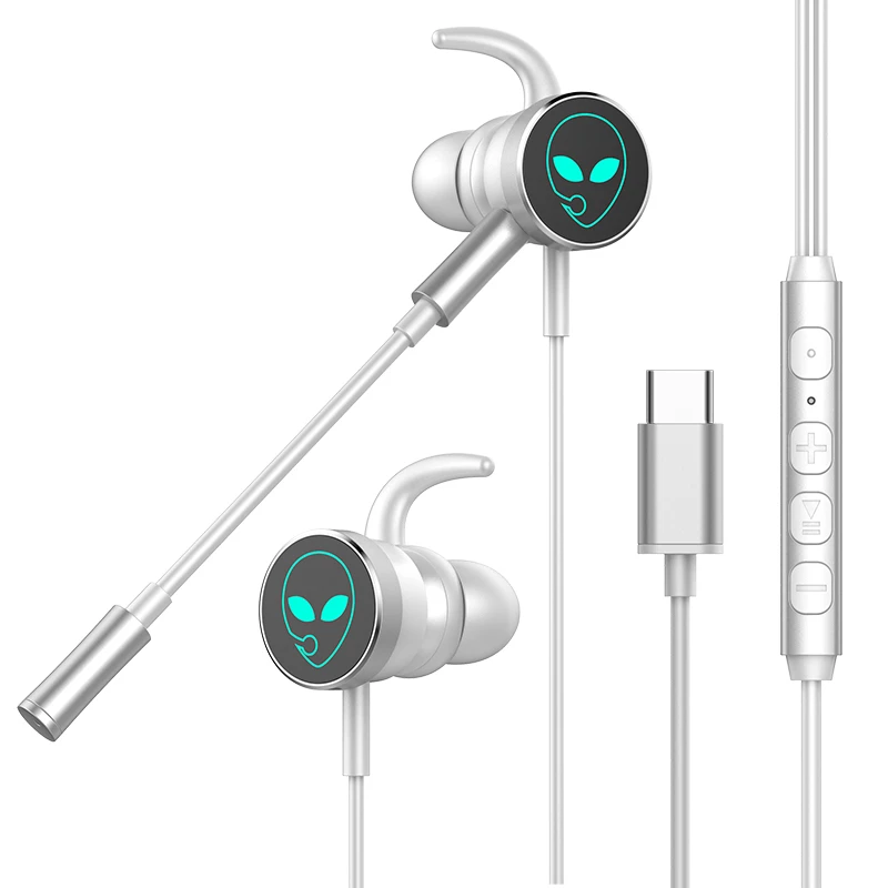 Professional gaming headset RGB breathing light Type C HIFI In Ear Earphone Monitor Headphones Wired Sport Mobile game Earbuds