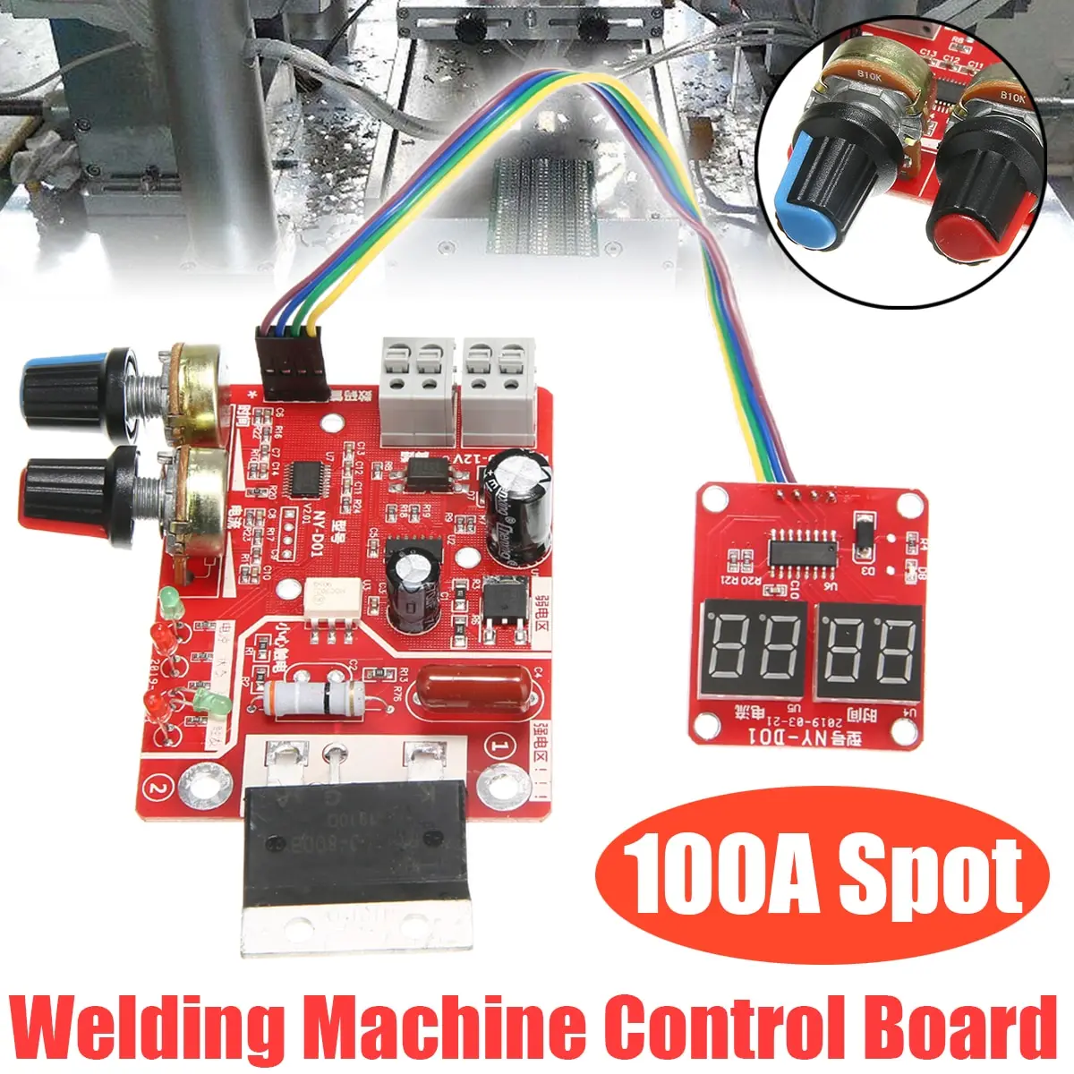 100A Digital Spot Welder Machine Time Control Board Spot Welding Adjust Time & Current Transformer Controller Panel Module 41a 100a digital spot welding machine time