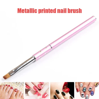 

NEW 2Pcs Acrylic Nail Brush Nail Art Fibre Hair Metal Handle Brush Pens Tools