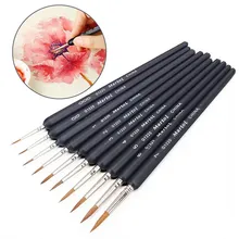 9 шт акварель Масляная краска кисть Волчья шерсть крючок линия ручки набор кистей для рисования для акварельного масла акрил, гуашь для ногтей