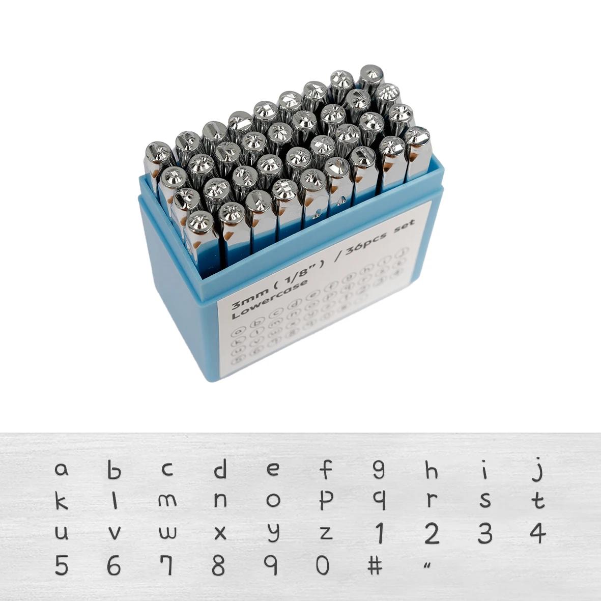 DIY 금속 스탬핑 키트 번호 및 문자 스탬프 세트 (a-z, 0-9, , ) 쥬얼리 스탬핑 키트 1/8 (3mm), 36 개