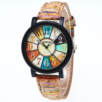

Designer Watch Women Harajuku Graffiti Pattern Leather Band Tend Watch Analog Quartz Vogue Wrist Watches Relogio Vintage 2019