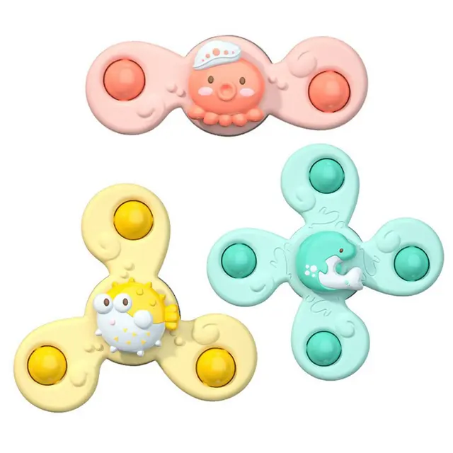 Montessori Baby Spin Top Bath Toys For Boy Children Bathing Sucker Spinner Suction Cup Toy For Kids 2 To 4 Years Rattles Teether 2