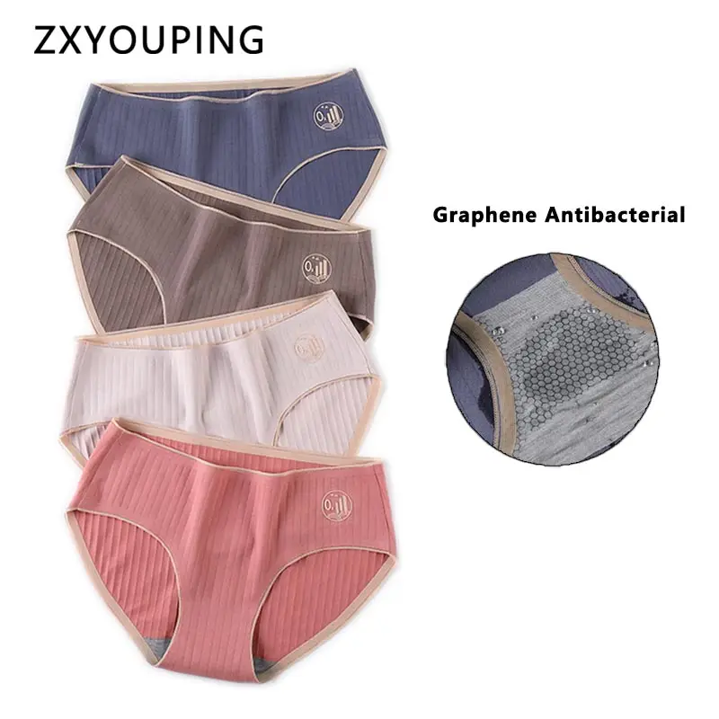 

New Graphene Antibacterial Panties Women Sexy Cotton Briefs Seamless Soft Underwear Mid Rise Lingerie Female Intimates Solid