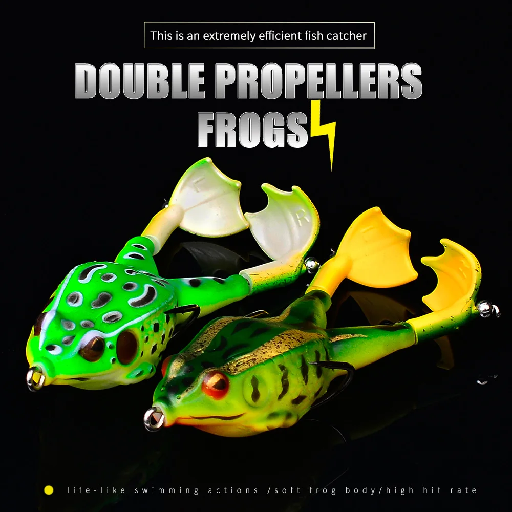 1pc Double Propeller Frog Soft Baits 13.5g Jigging Shad Fishing Lure Bait Prop Topwater Catfish Silicone Artificial Wobblers | Спорт и