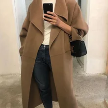 Женский Тренч, нордическая шерсть, кашемир, двустороннее длинное пальто(без этикетки