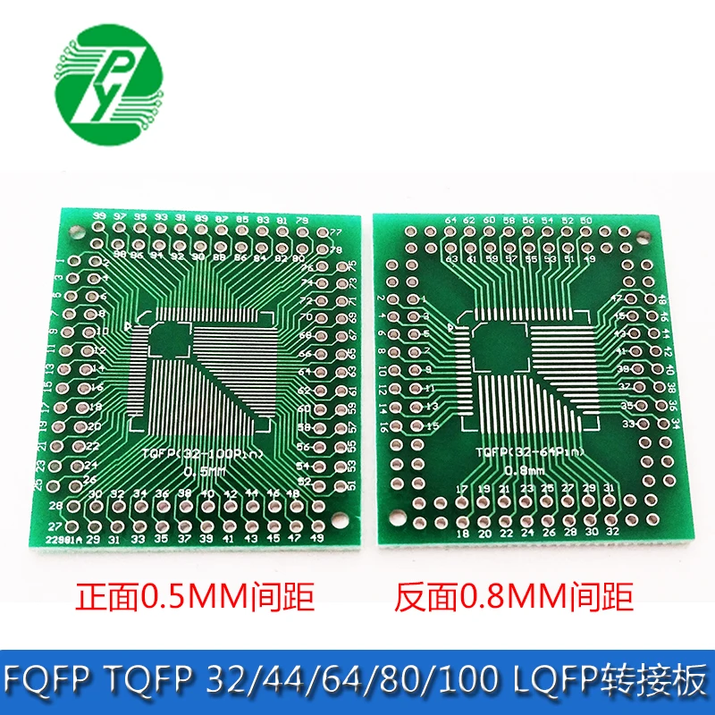

FQFP TQFP 32 44 64 80 100 LQFP Patch In-line 0.5 / 0.8mm Adapter Board