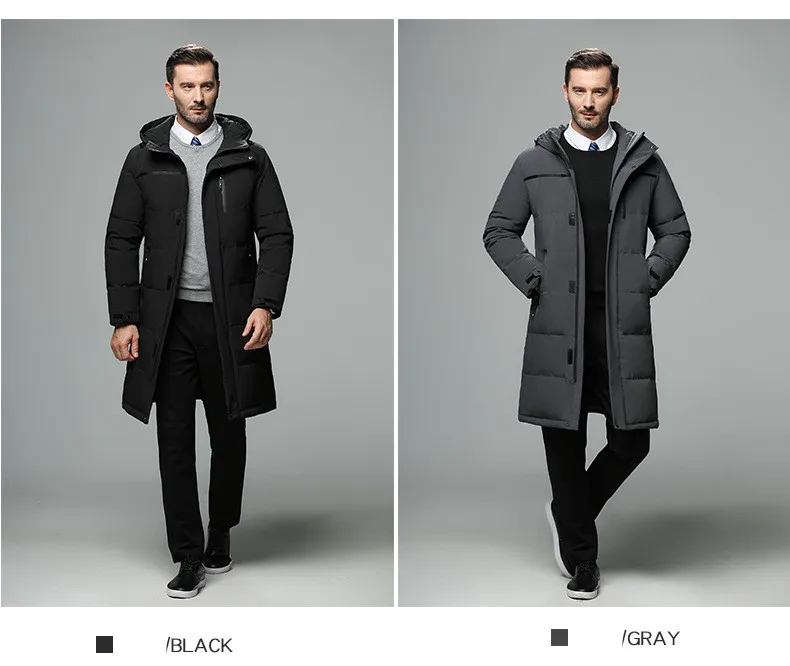 Мужские удлиненные пуховики с капюшоном, мужские толстые зимние пуховики, мужское модное длинное пальто, сохраняющее тепло, верхняя одежда