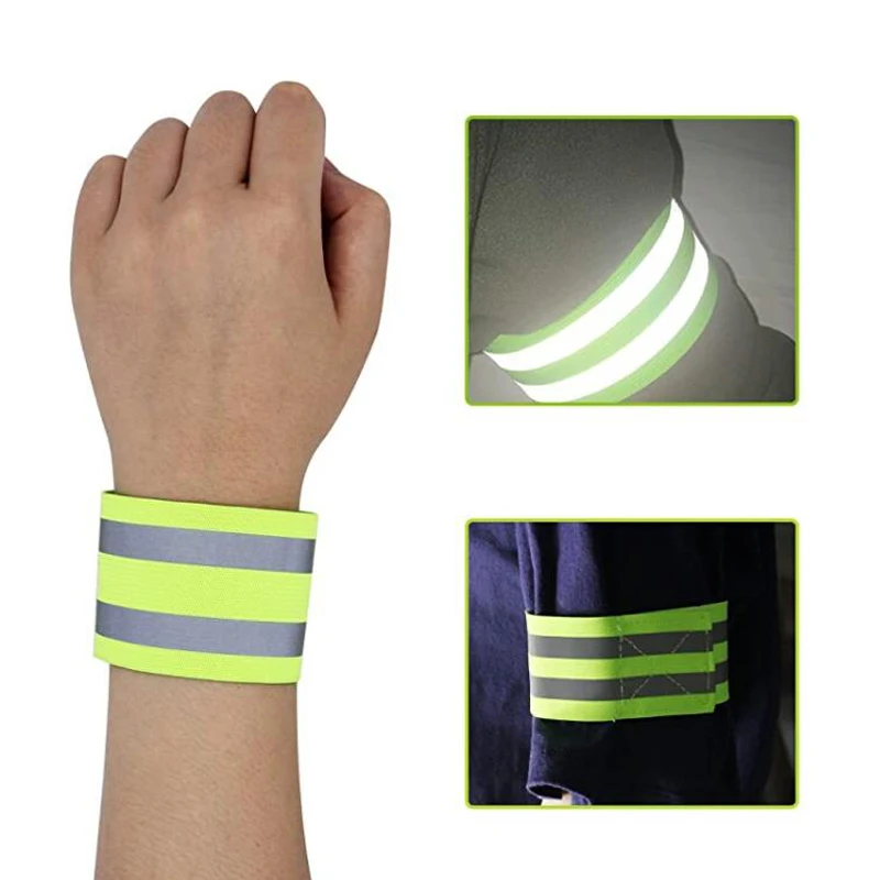 2PC Reflektierende Bands Elastische Armband Armband Ankle Bein Strap Sicherheit  Reflektor Band Riemen für Nacht Jogging Walking Radfahren