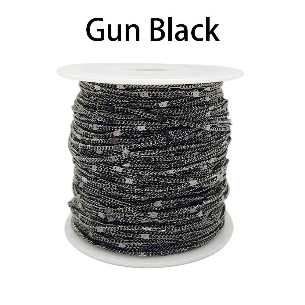 Gun Black 5 м 10 м/лот Серебряный, Золотой, родиевый позолоченные цепочки для ожерелья латунные объемные звенья цепи для DIY материалы для изготовления ювелирных изделий оптом - Цвет: Gun Black
