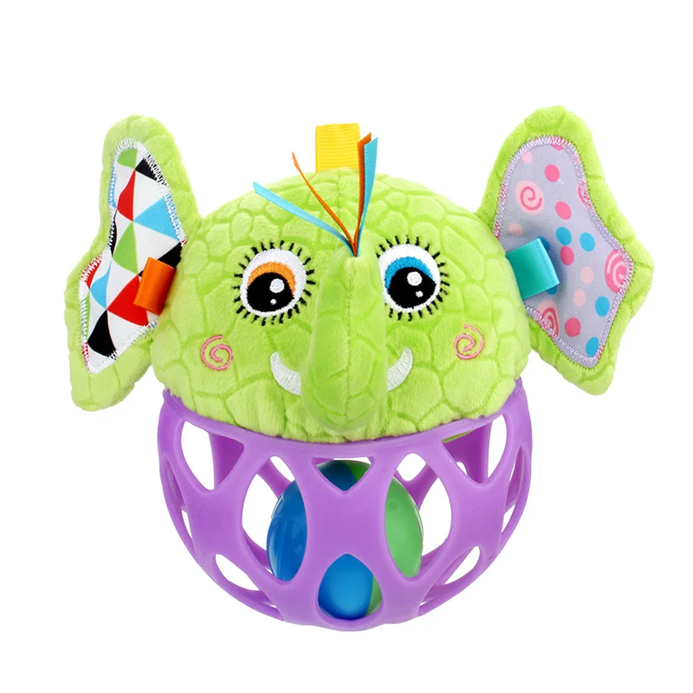 elephant Высокое качество Детские игрушки ручной погремушка мяч милые животные полые погремушки мяч с плюшевым животным для младенцев - Цвет: elephant