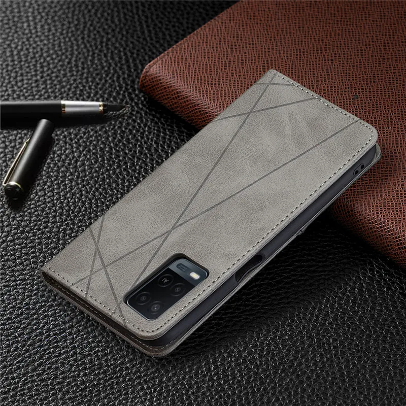PHINIENLAND Cover per Oppo A54 5G / A74 5G Case PU Pelle Custodia [Kickstand] [Chiusura magnetica] [Slot per Schede], Portafoglio Flip Custodia per Oppo A93 5G / A93s 5G,Gatto