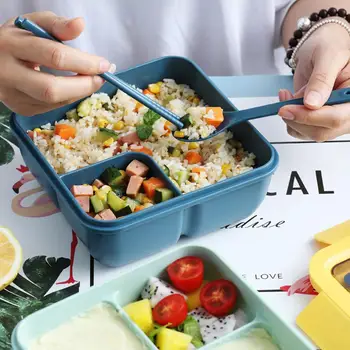 

Iapanese Style Bento Lunch Box with Grids Leakproof Shockproof Microwave Safe BPA-Free Lunch Container for Students Adults