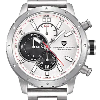

46mm Pagani design Stainless steel case White/Black/Blue dial Quartz chronograph men‘s stainless steel men's Sport watches