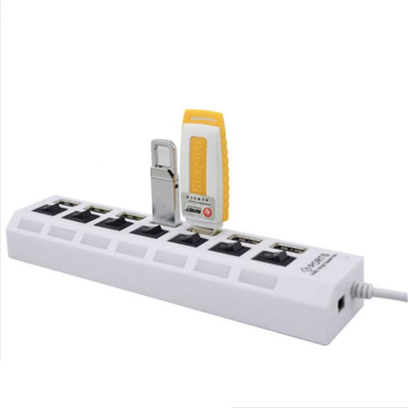 7 Порты и разъёмы USB 2,0 концентратор высокой Скорость 480 Мбит/с вкл/выкл переключатель мульти Порты и разъёмы USB разветвитель для портативных ПК компьютер