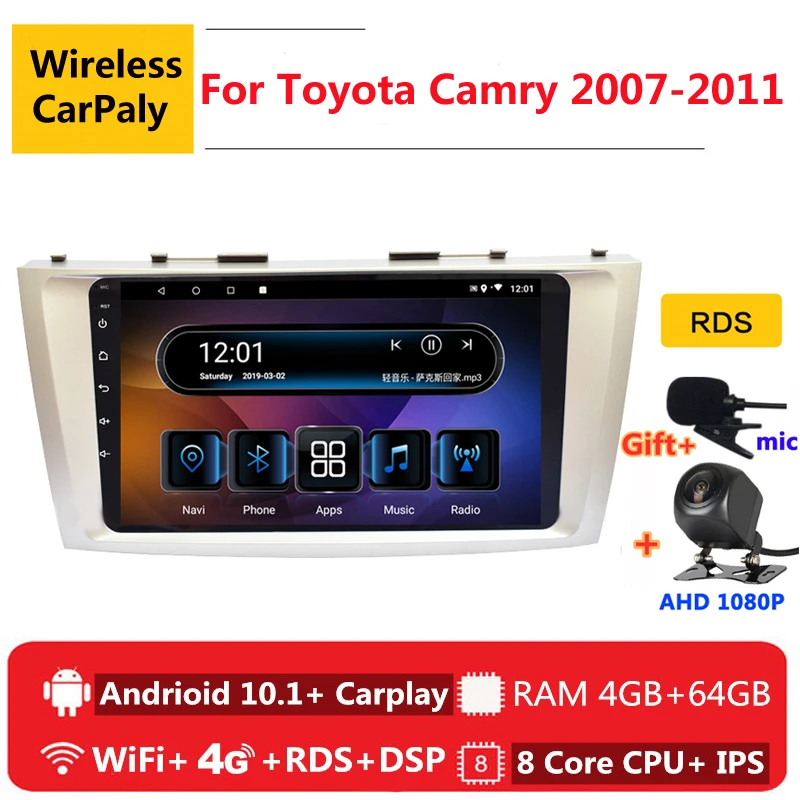 Автомагнитола 2 din на android 10 для Toyota Camry 40 50 2007 2008 2009 2010 2011 навигация GPS DVD