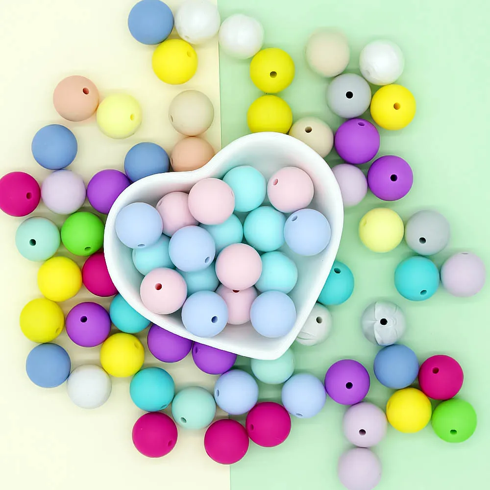 Cute-idea 15mm baby products chewing chain 30pcs,safe food grade chewing round silicone beads,environmentally friendly toy cute idea 100pcs silicone english alphabet letters beads for personalized name diy baby shower gifts chewing baby product toy