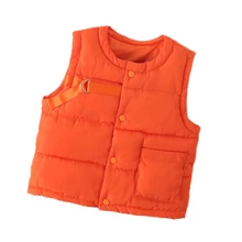 Новинка; сезон осень-зима; пуховые жилеты для маленьких мальчиков и девочек; однотонные жилеты без рукавов; детские жилеты; Верхняя одежда для малышей; куртка; модная повседневная одежда