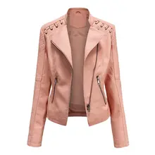 High Quality 2021 Spring Winter Female Black PU Leather Loose Turn-down Collar Zipper Fashion New Women's Wild Locomotive Jacket