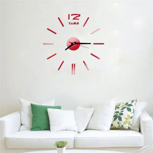 2021 New Style  Modern Large 3D Mirror Surface Wall Clock Sticker Home Office Room DIY Decor Hot 4