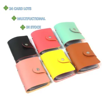 

24 Card Slots Double Side PU Leather Business Card Holder Credit Card Bag Candy Color Card Cases Wallet Pocket Cardholder