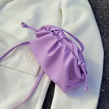 

Solid color Pleated Crossbody bag 2020 Summer New High-quality PU Leather Women's Handbag Casual Travel Shoulder Messenger Bag