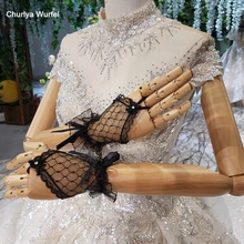 ST04 дешевые женские перчатки без пальцев для вечернее, элегантное, для вечеринок короткая черная Свадебная перчатка кружева свадебные аксессуары noiva перчатки