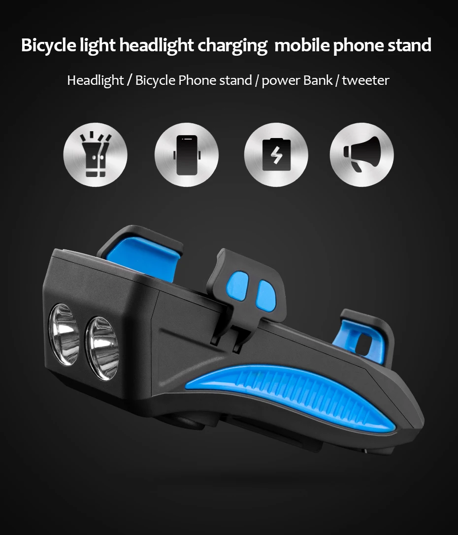 Фирмы Coolchange для велосипеда свет USB Перезаряжаемые фонарик держатель телефона велосипеда Выделите 2000/4000 мА/ч, Мощность Bank велосипедные рог Led свет